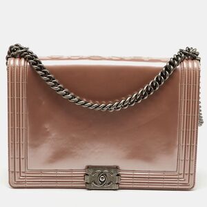 Chanel Beige Patent Leather Large&nbsp;reverso Boy Flap Bag